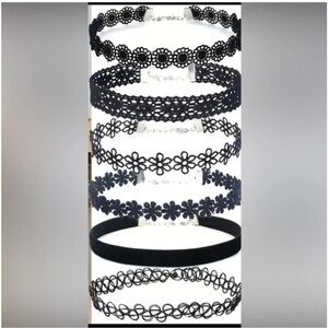 Y2K Black Choker Necklace 6 pack